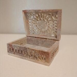 Carved Soap Stone Hinged Trinket Box With Lid